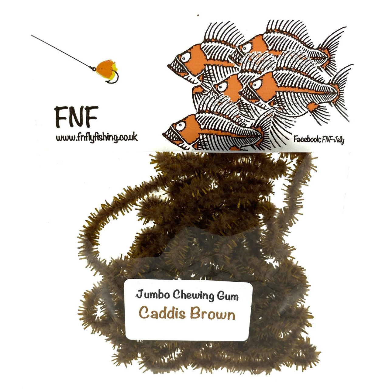 FNF Jumbo Chewing Gum Worm Chenille CADDIS BROWN