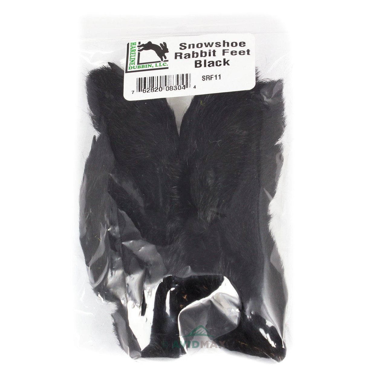 Hareline Snowshoe Rabbits Feet Black