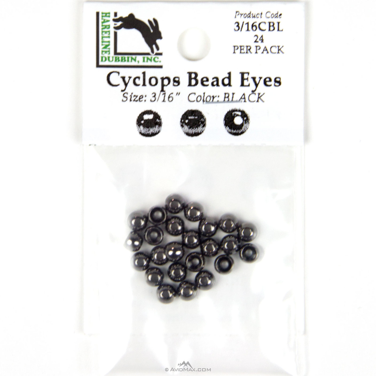 Hareline Cyclops Bead Eyes 4.5 mm - 3/16 Black