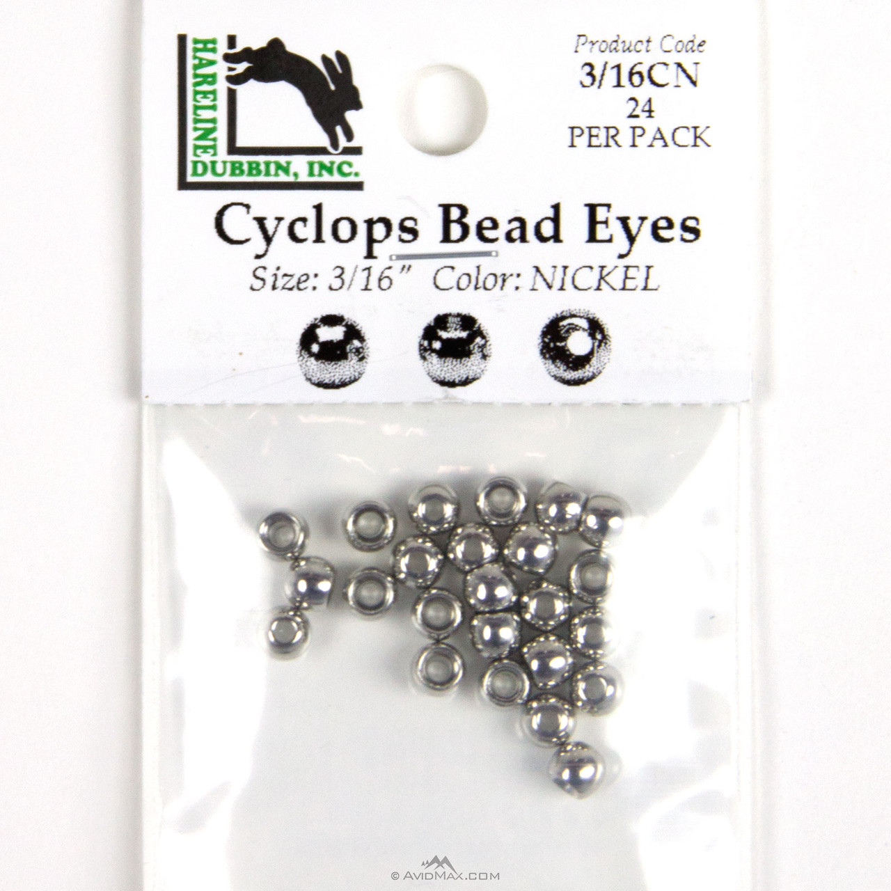 Hareline Cyclops Bead Eyes 4.5 mm - 3/16 Nickel