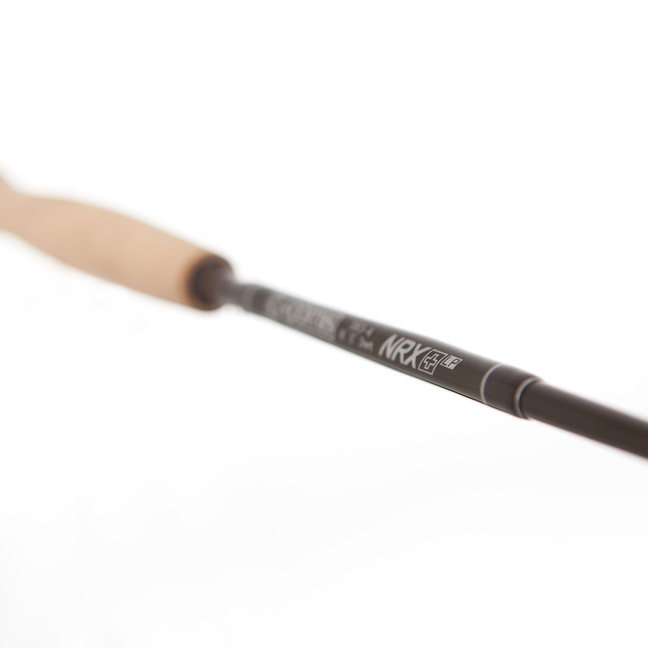 G. Loomis NRX+ LP logo on the blank above the grip