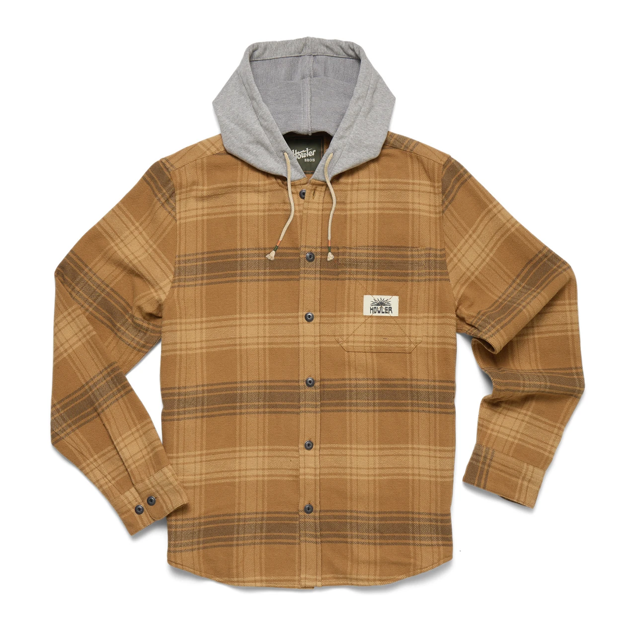 Howler Brothers Salvo Hooded Blanket Flannel Mesa - Mesa Plaid - Duck Brown