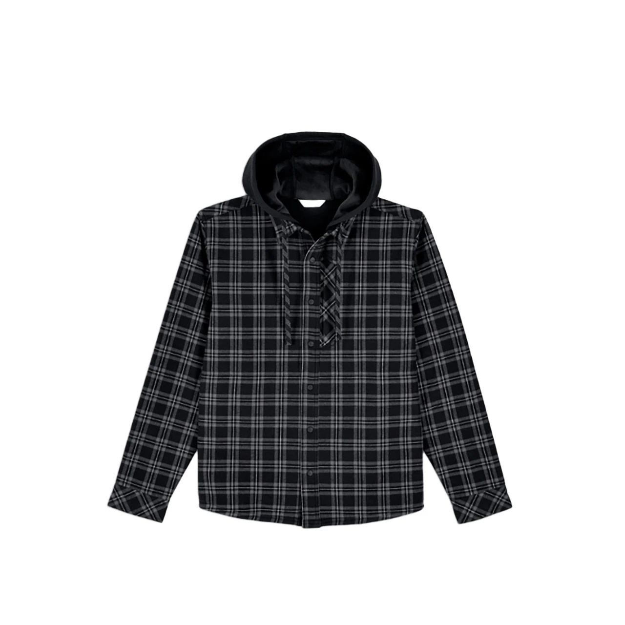 Simms Men's Coldweather Hooded Shacket Wakemup Plaid Large Wakemup Plaid: Black
