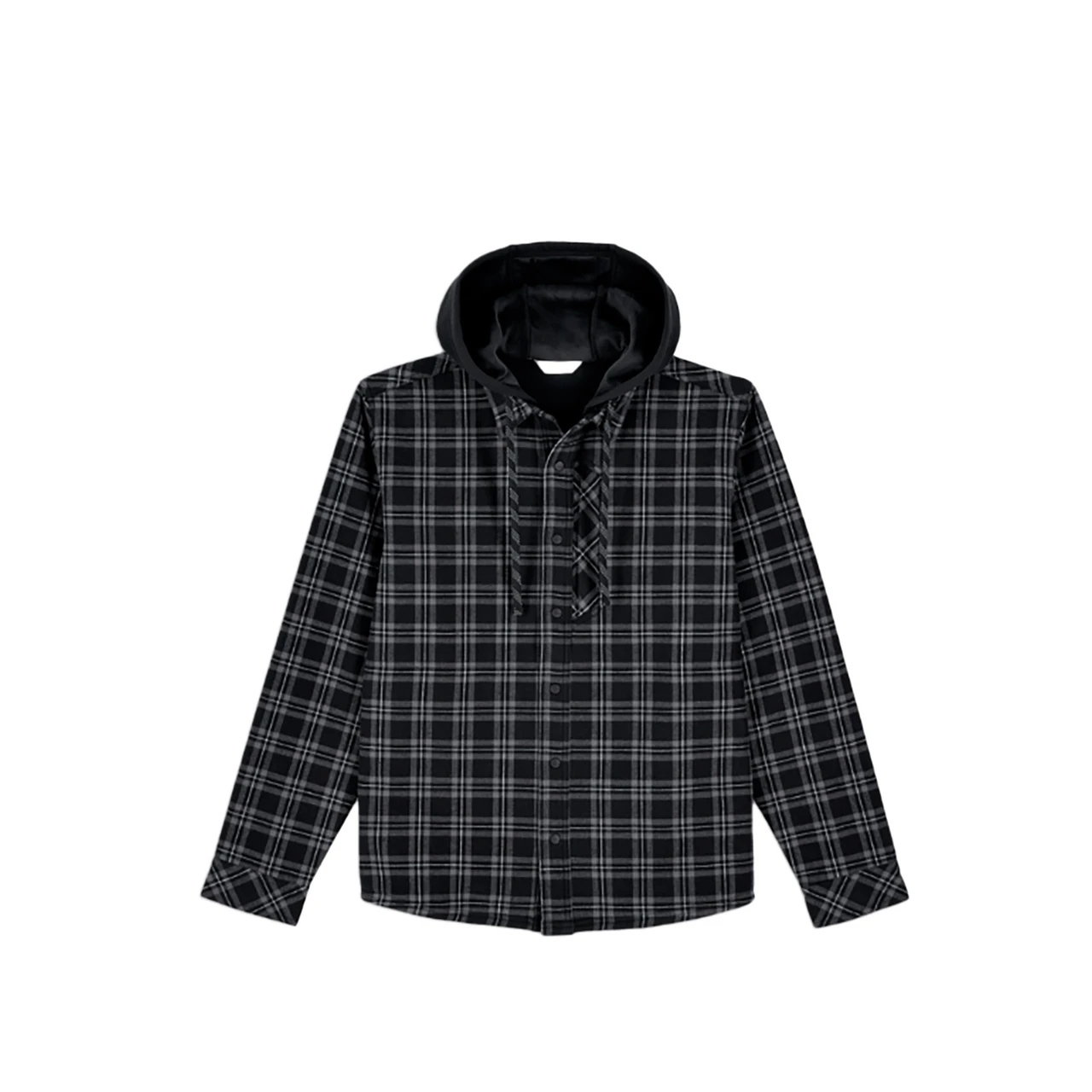 Simms Men's Coldweather Hooded Shacket Wakemup Plaid - Wakemup Plaid: Black