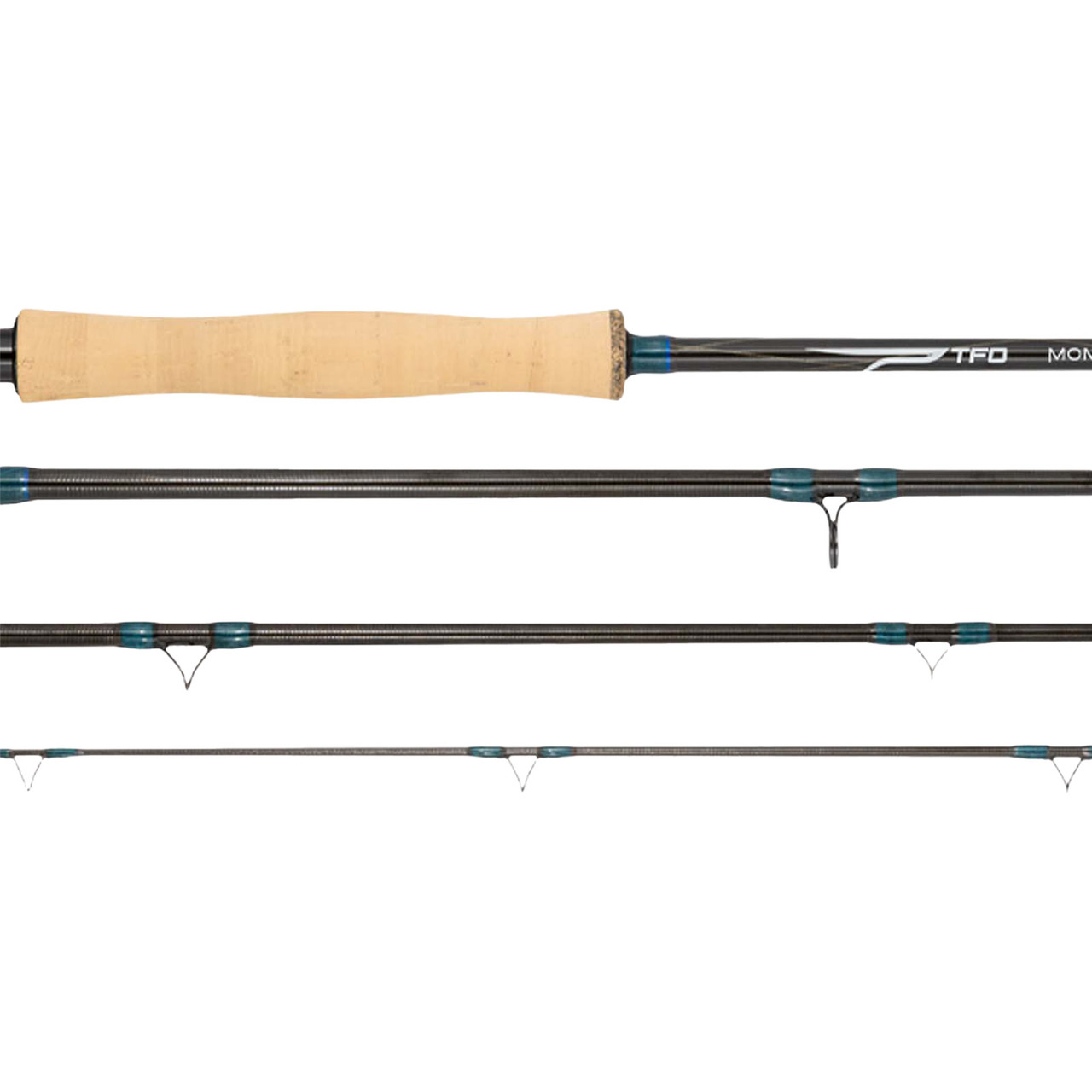 TFO Moment saltwater fly rod sections with cork grip and reel seat