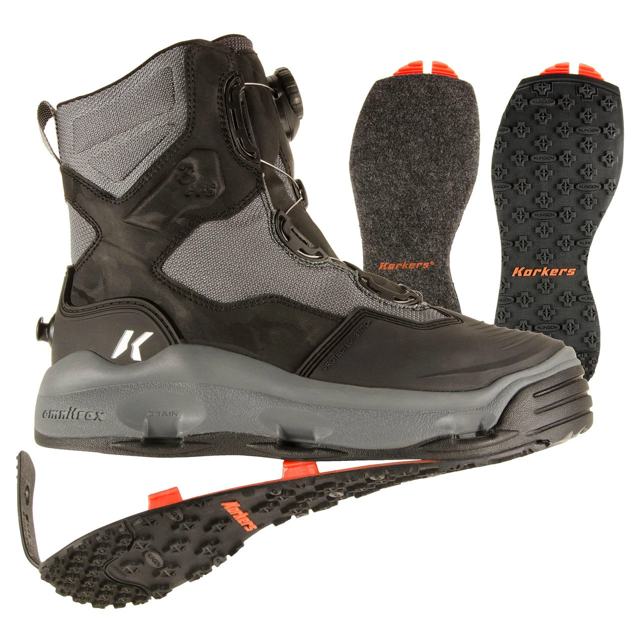 Korkers DarkHorse Wading Boots 7 Felt & Kling-On Soles