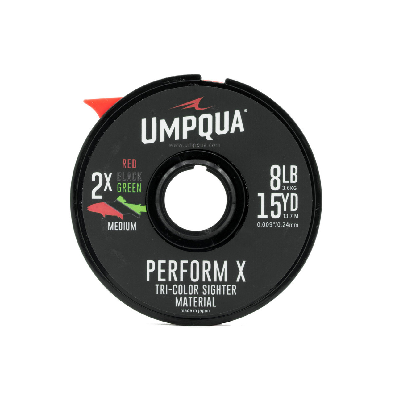 Umpqua Sighter-Tippet Tri Tone 15 m Medium 2X Red/Green