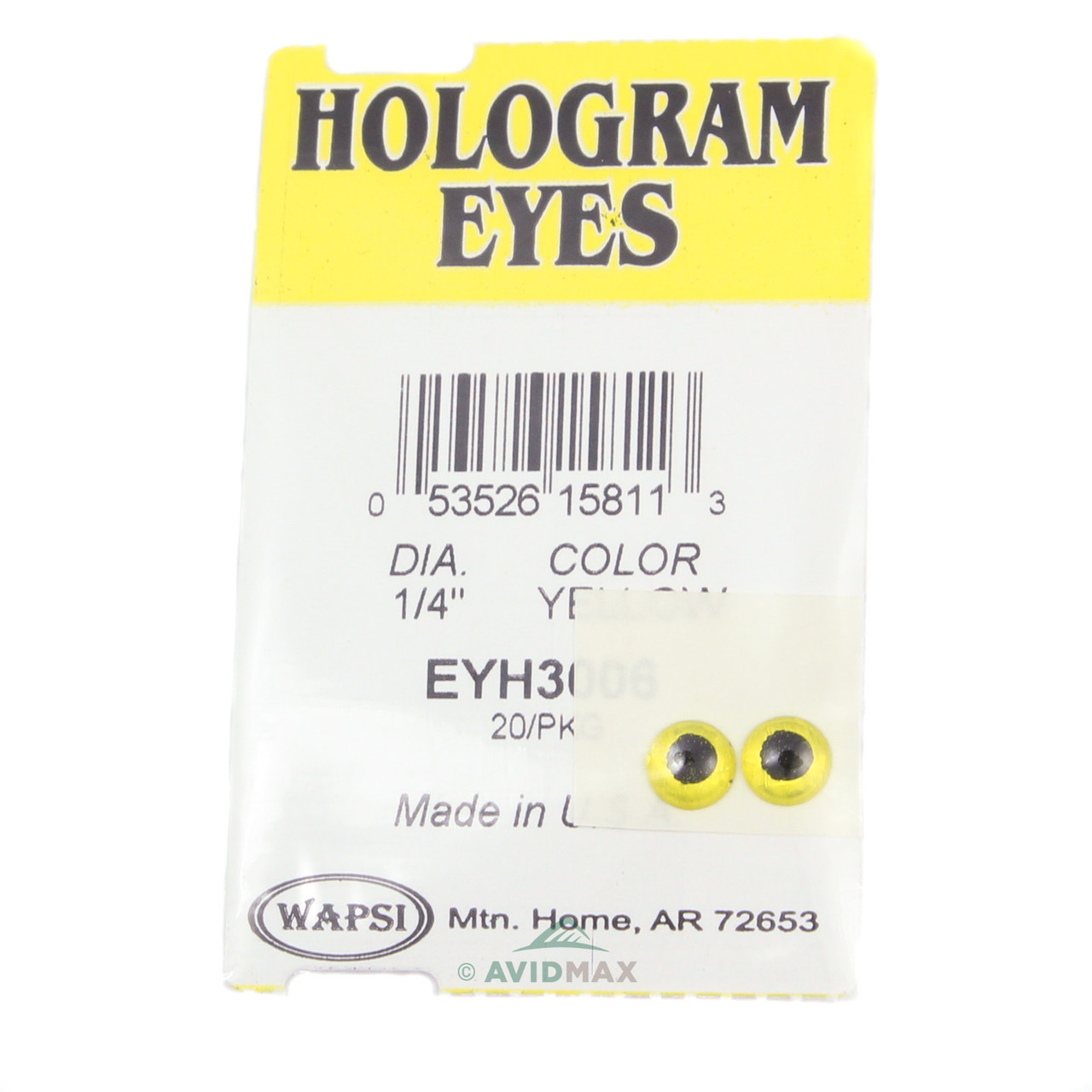 Wapsi Hologram Dome Eyes 1/4 in Holographic Yellow