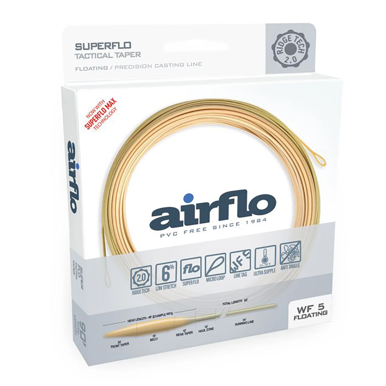Airflo Superflo Max Ridge 2.0 Tactical Taper Fly Line Bamboo / Watery Olive WF7F
