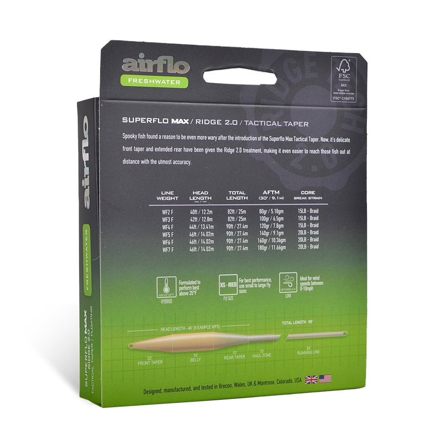 Airflo Superflo Max Ridge 2.0 Tactical Taper Fly Line Back of Box