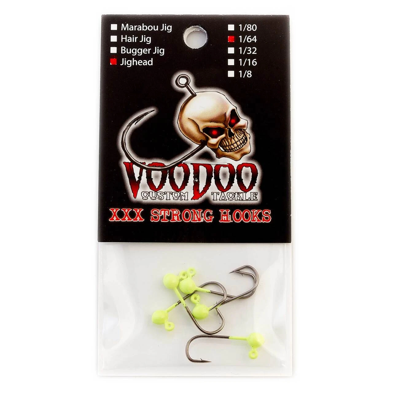 Hareline Round Lead Jighead Hook 6 - 1/64 oz Fl. Yellow Chartreuse
