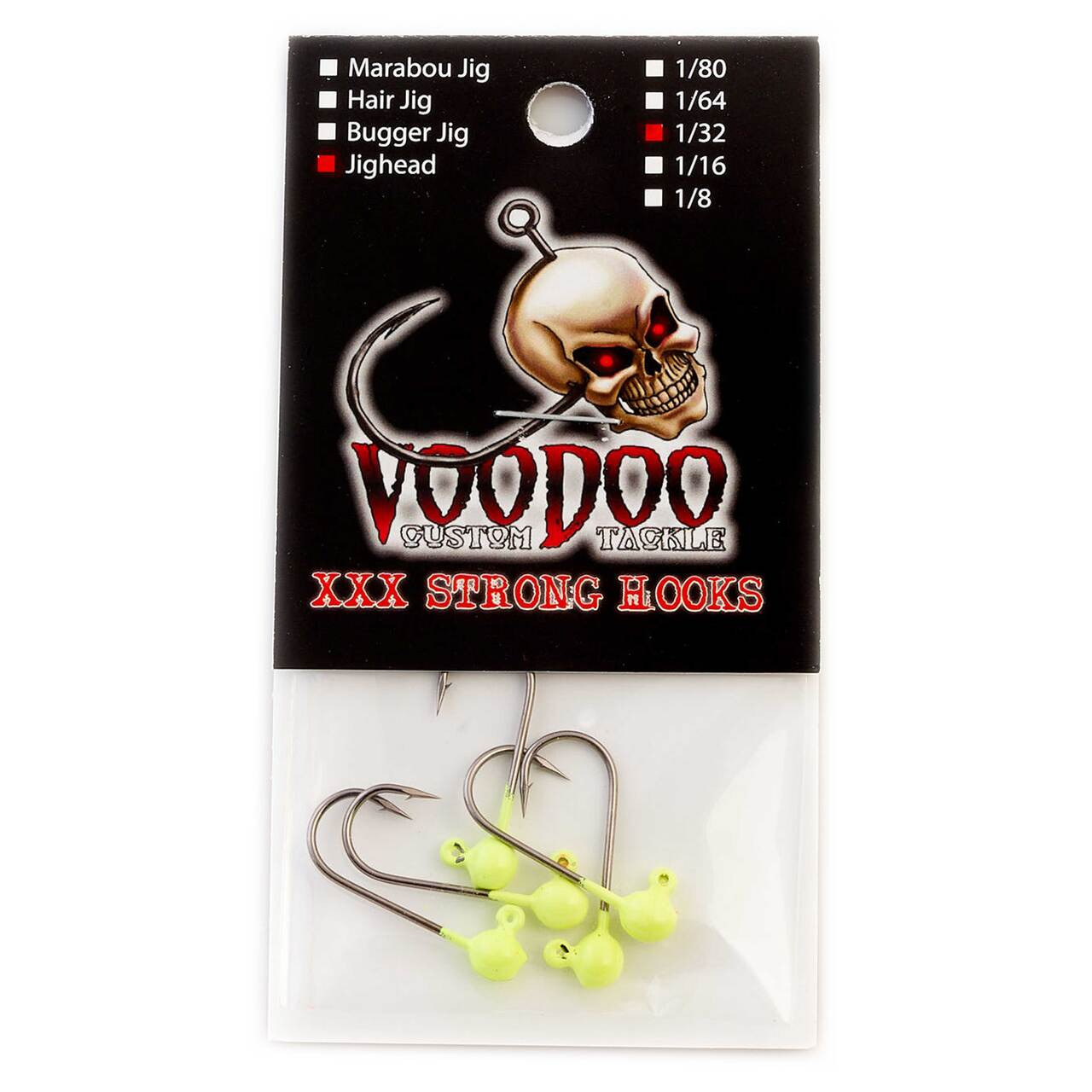 Hareline Round Lead Jighead Hook 4 -1/32 oz Fl. Yellow Chartreuse