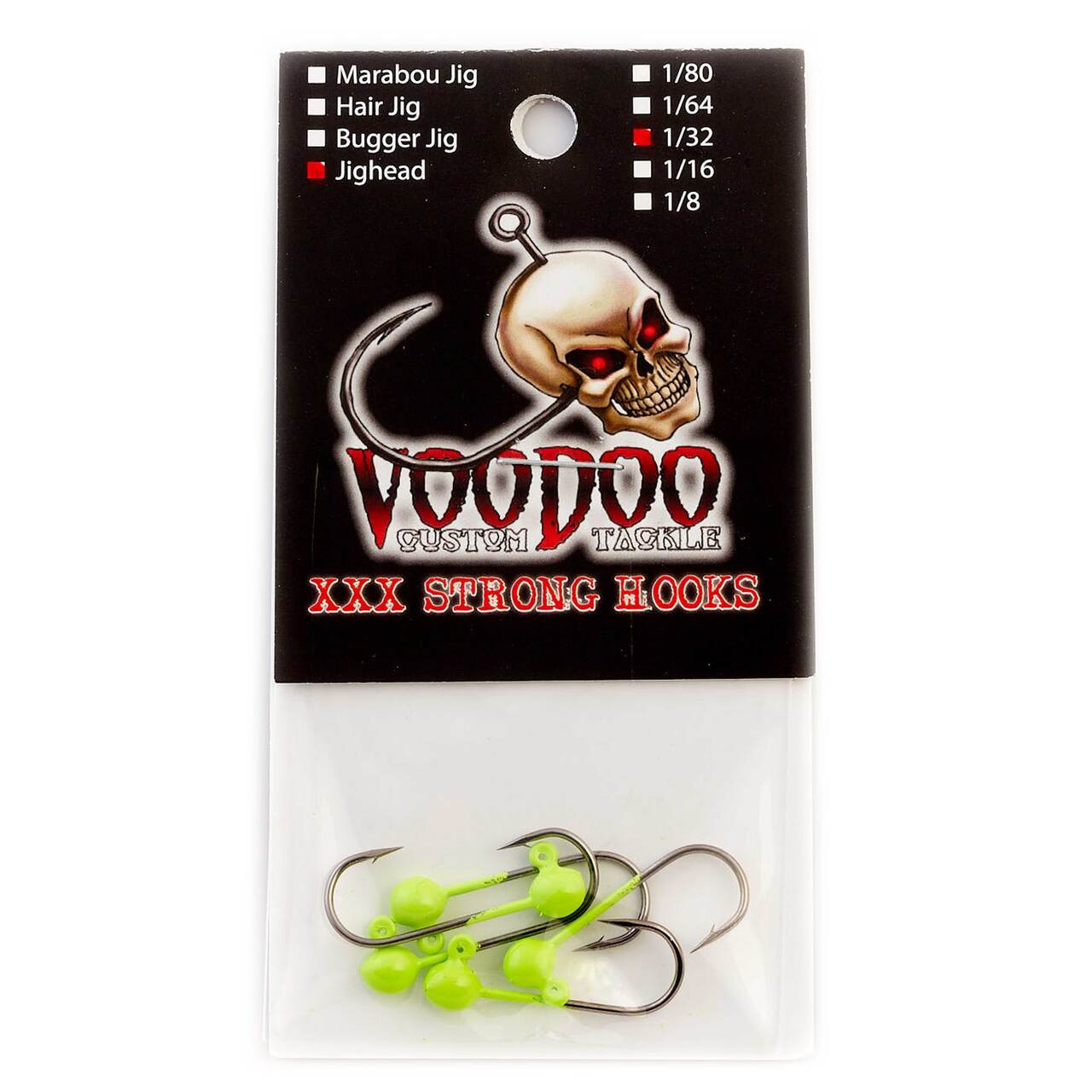 Hareline Round Lead Jighead Hook 4 -1/32 oz Fl. Green Chartreuse