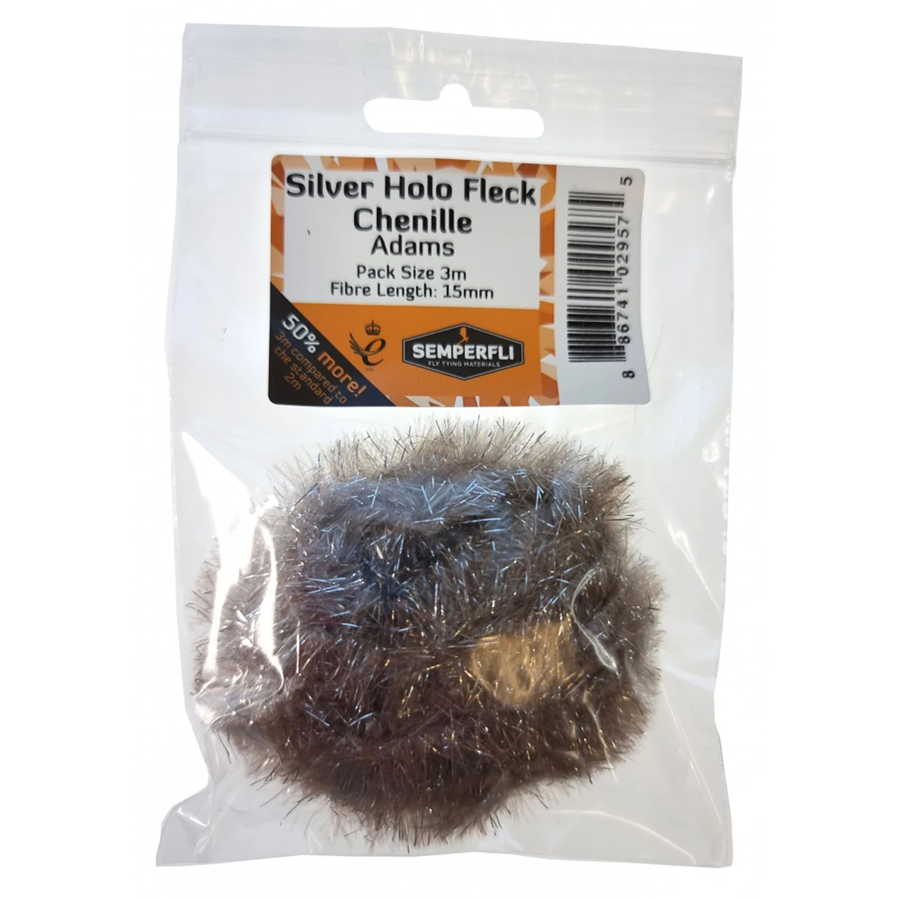 Semperfli Silver Holographic Fleck Chenille 15mm Adams