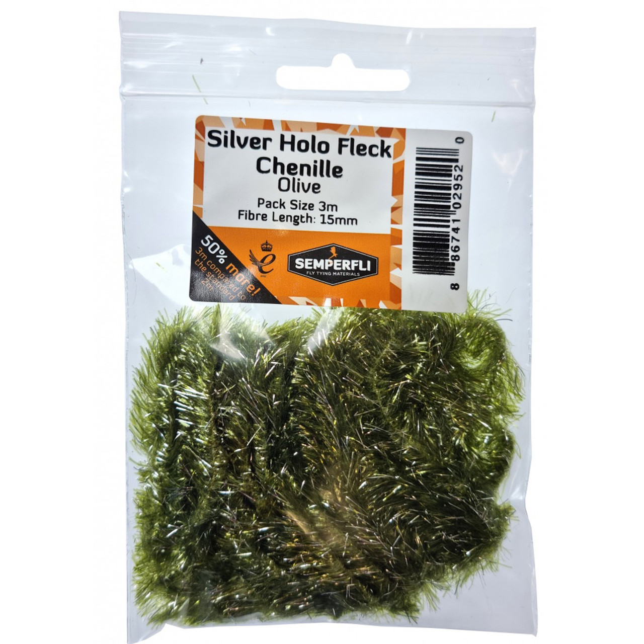 Semperfli Silver Holographic Fleck Chenille 15mm Olive