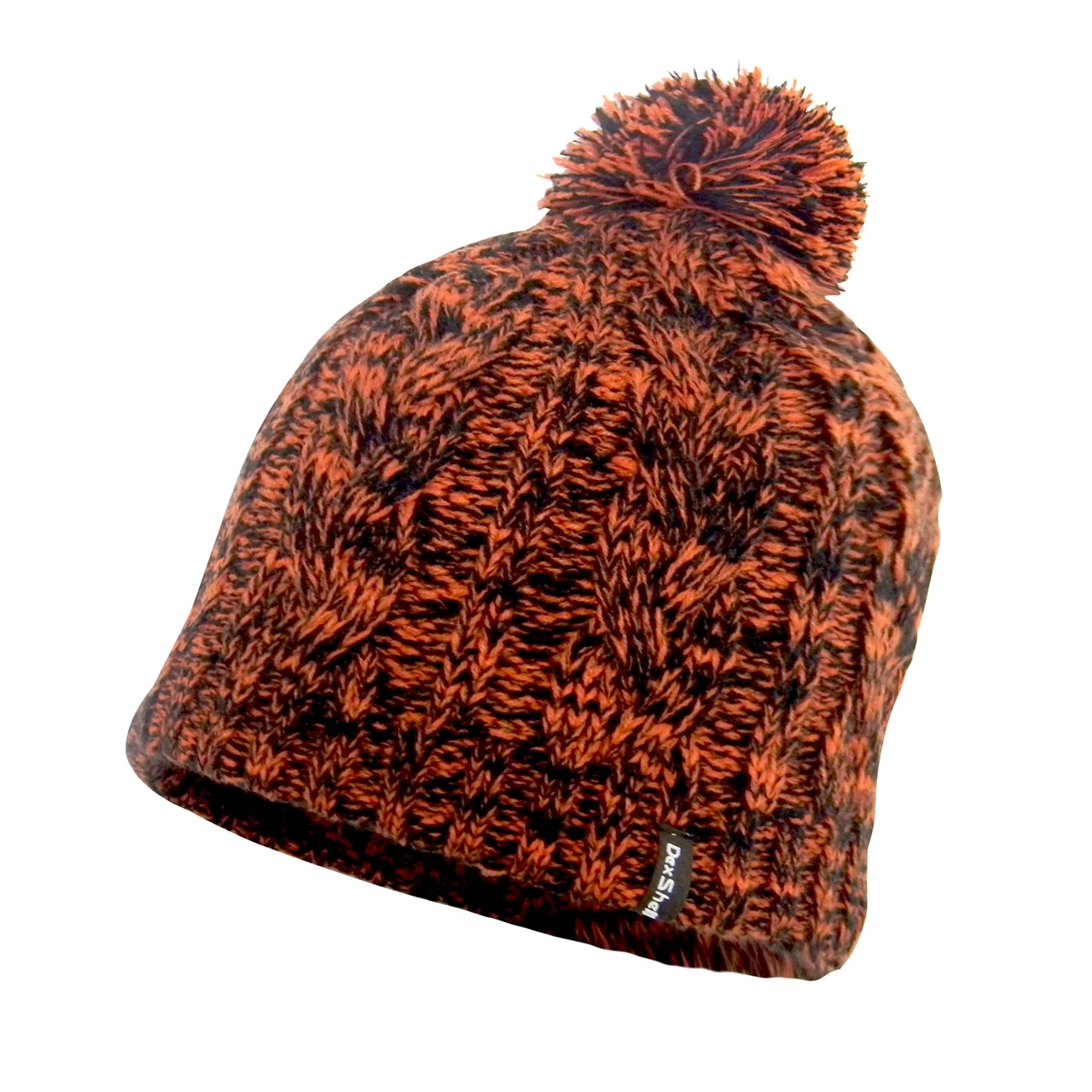 DexShell Waterproof CableKnit Pompom Beanie - Tangelo Red