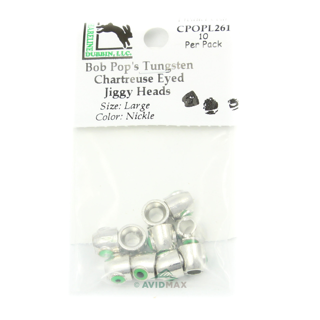 Bob Pop's Tungsten Chartreuse-Eyed Jiggy Heads Large Nickel