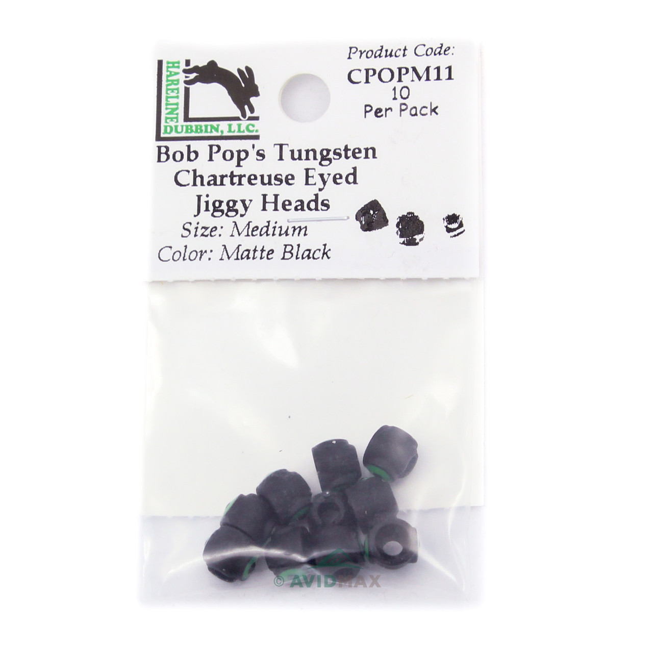 Bob Pop's Tungsten Chartreuse-Eyed Jiggy Heads Medium Matte Black