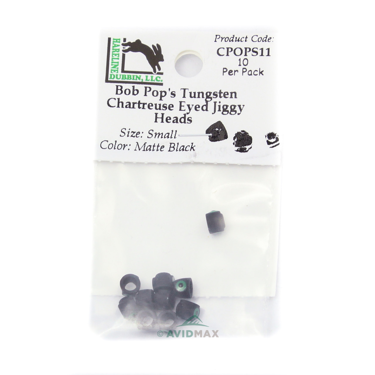 Bob Pop's Tungsten Chartreuse-Eyed Jiggy Heads Small Matte Black