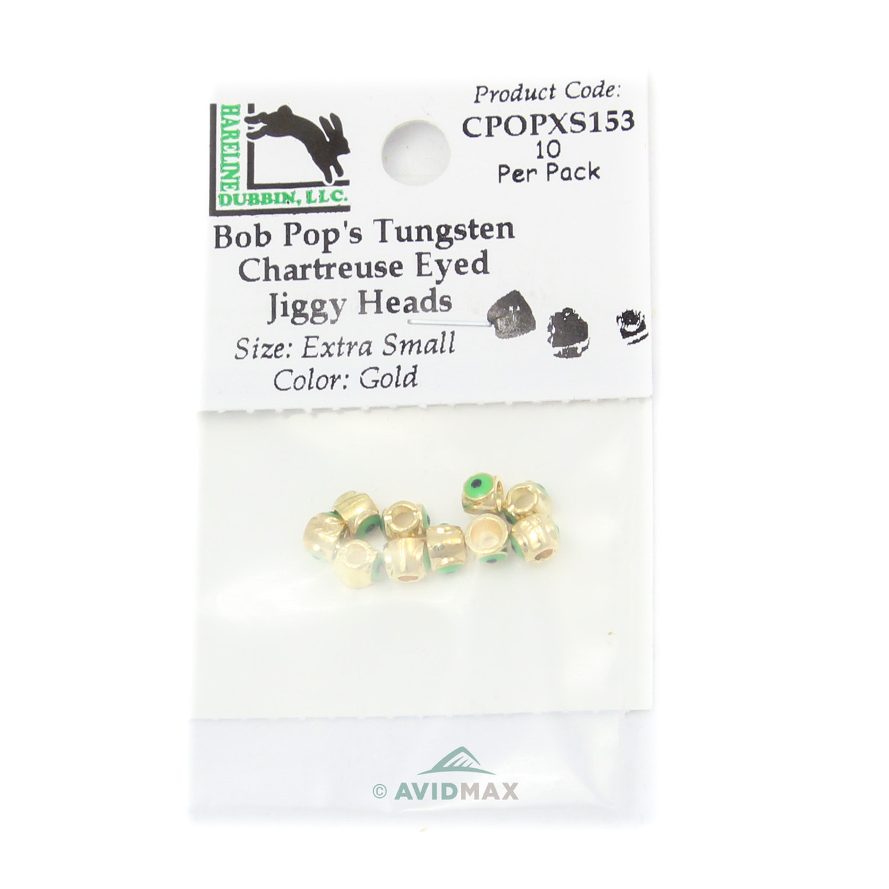 Bob Pop's Tungsten Chartreuse-Eyed Jiggy Heads XS Gold