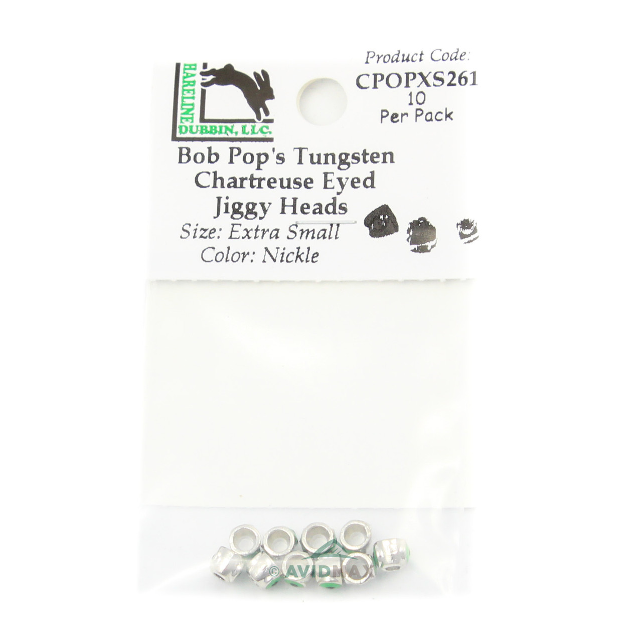 Bob Pop's Tungsten Chartreuse-Eyed Jiggy Heads XS Nickel