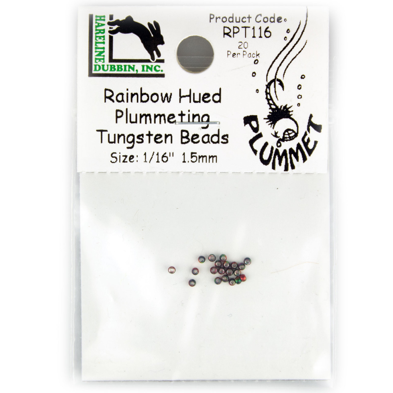 Hareline Rainbow Hued Plummeting Tungsten Beads 1/16 (1.5mm)