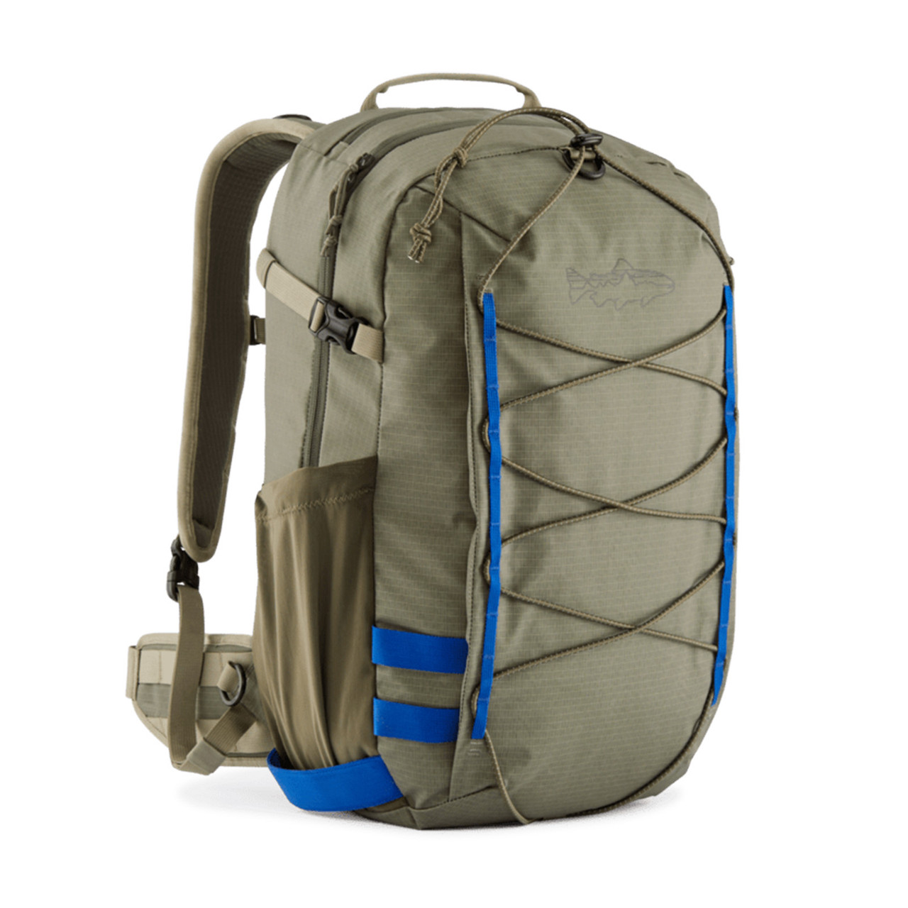 Patagonia Stealth Backpack 25L River Rock Green with P6 Blue