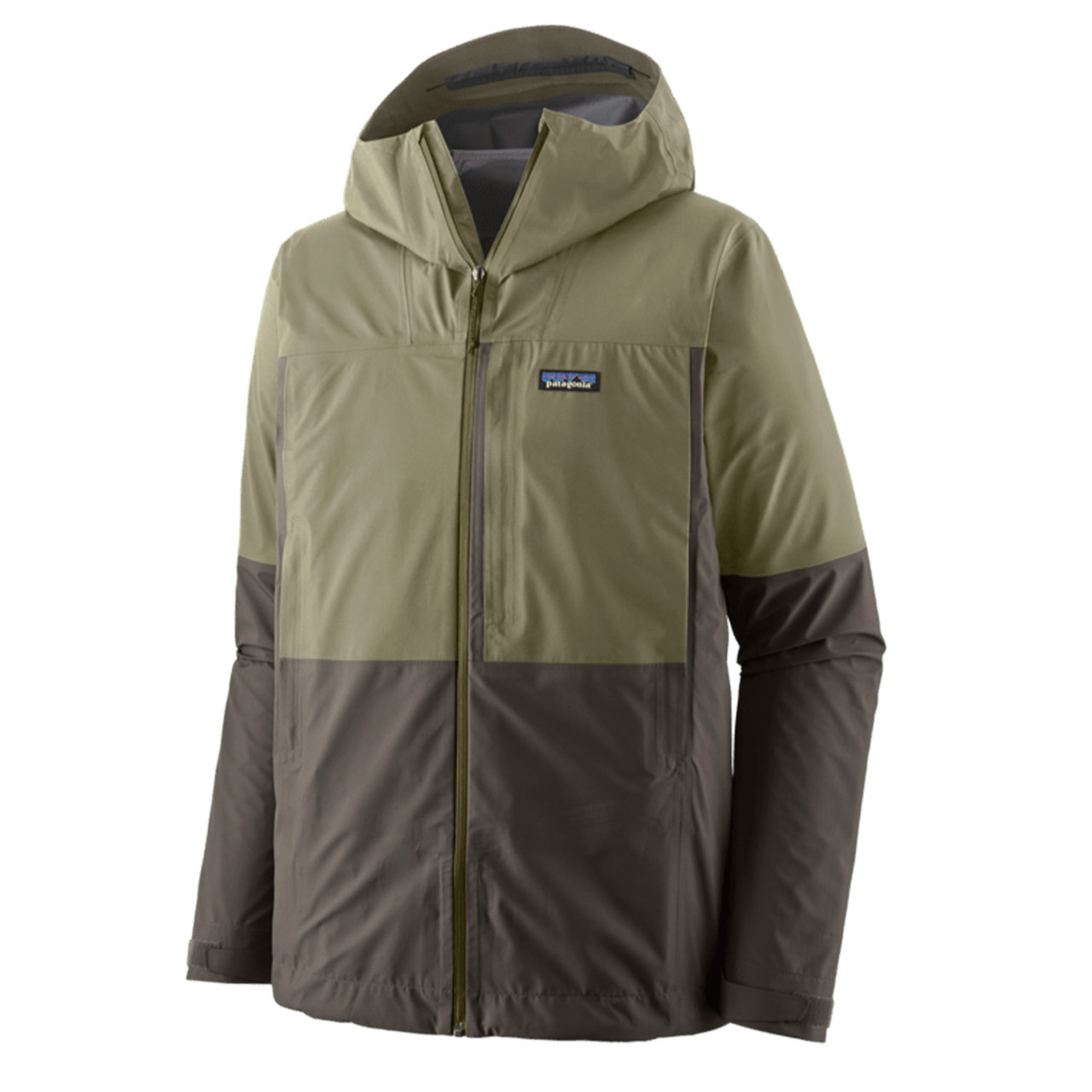 Patagonia Men's Boulder Fork Rain Jacket Forge Grey with River Rock Green