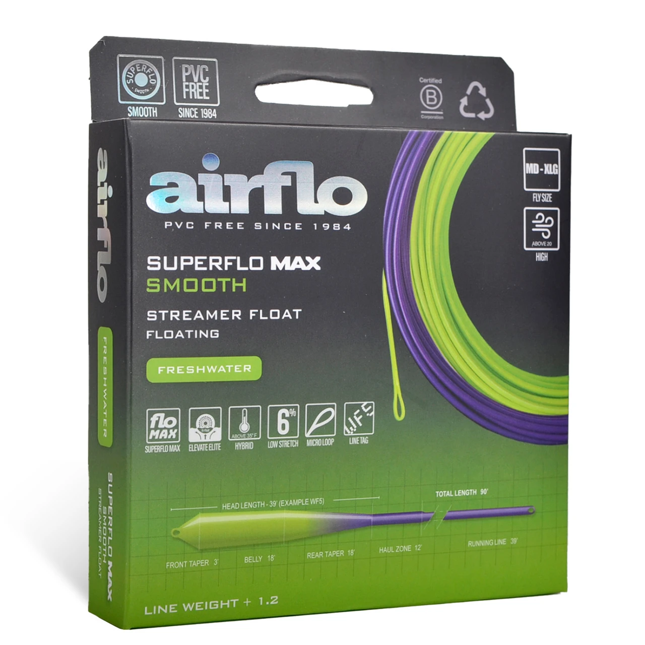 Airflo Superflo Max Streamer Float Fly Line Green/Purple WF5F