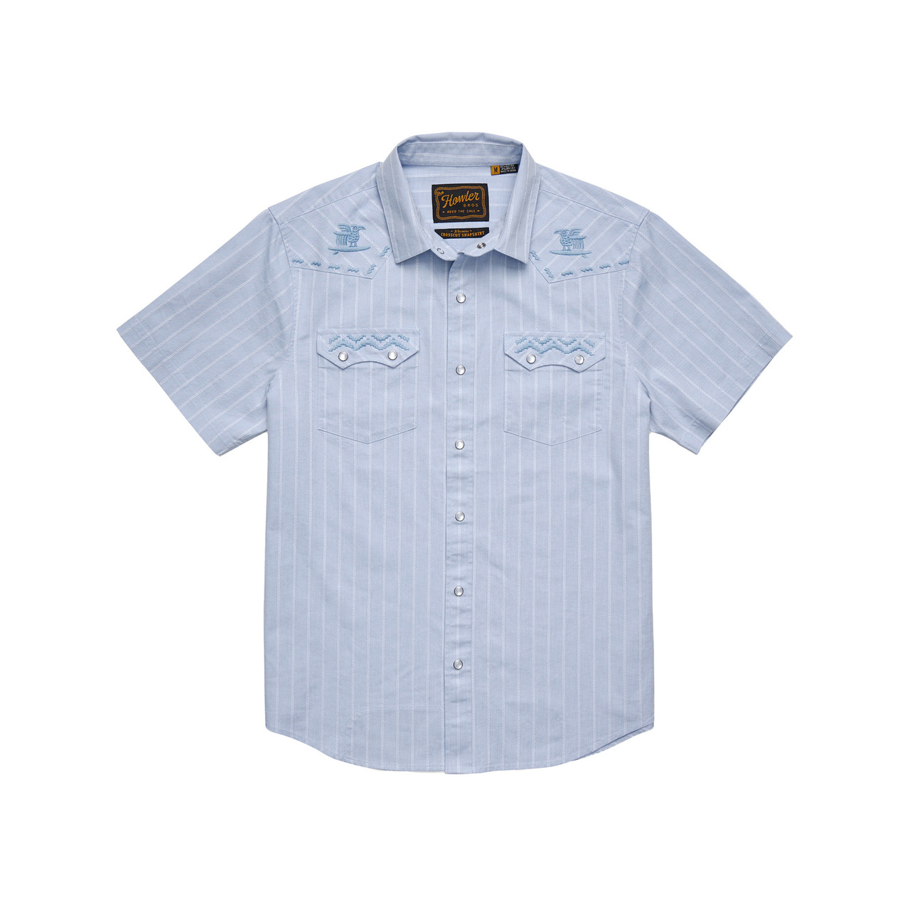 Howler Brothers Crosscut Deluxe Snapshirt Surfbird: Sky Oxford Dobby