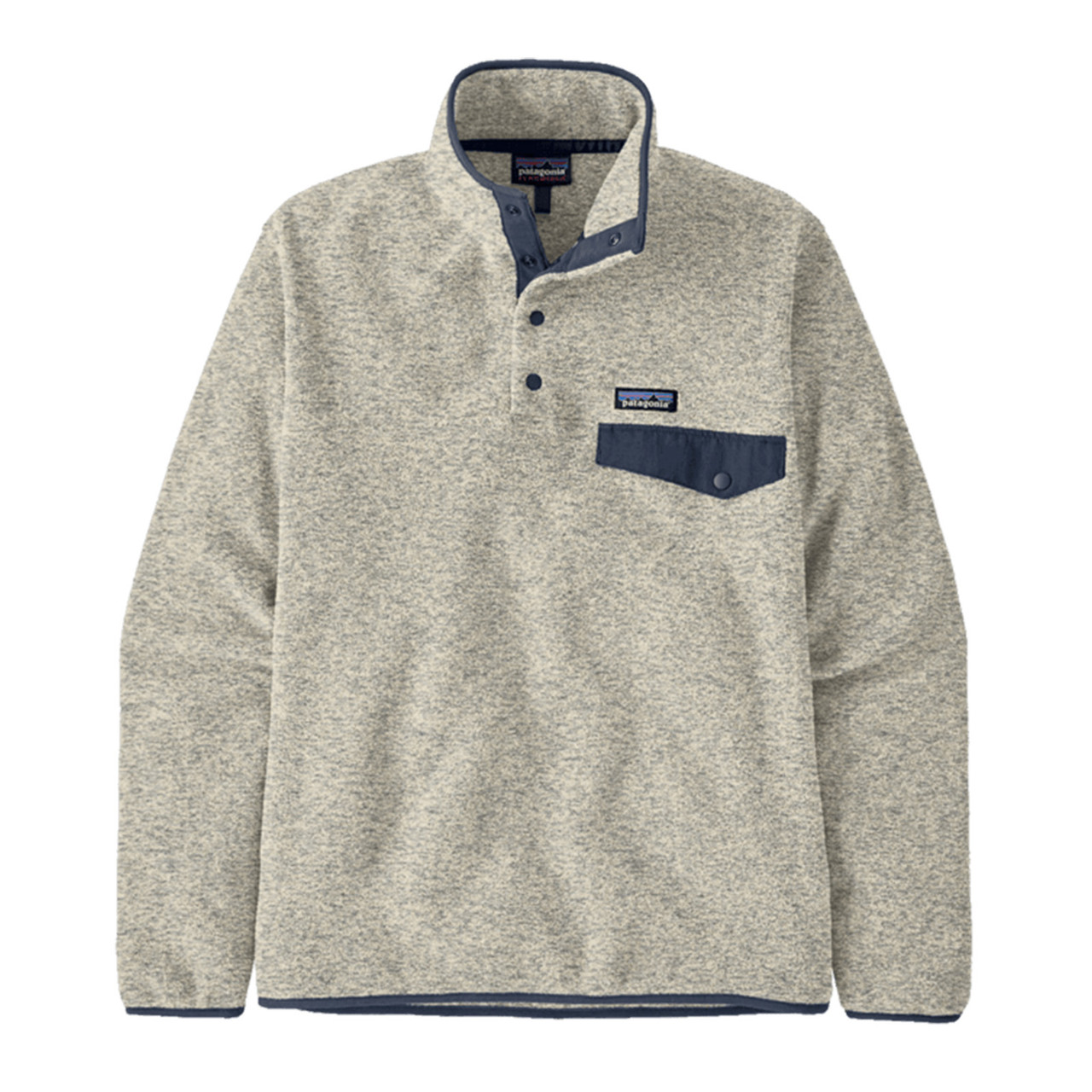 Patagonia Men's LW Synch Snap-T Pullover Oatmeal Heather with New Navy