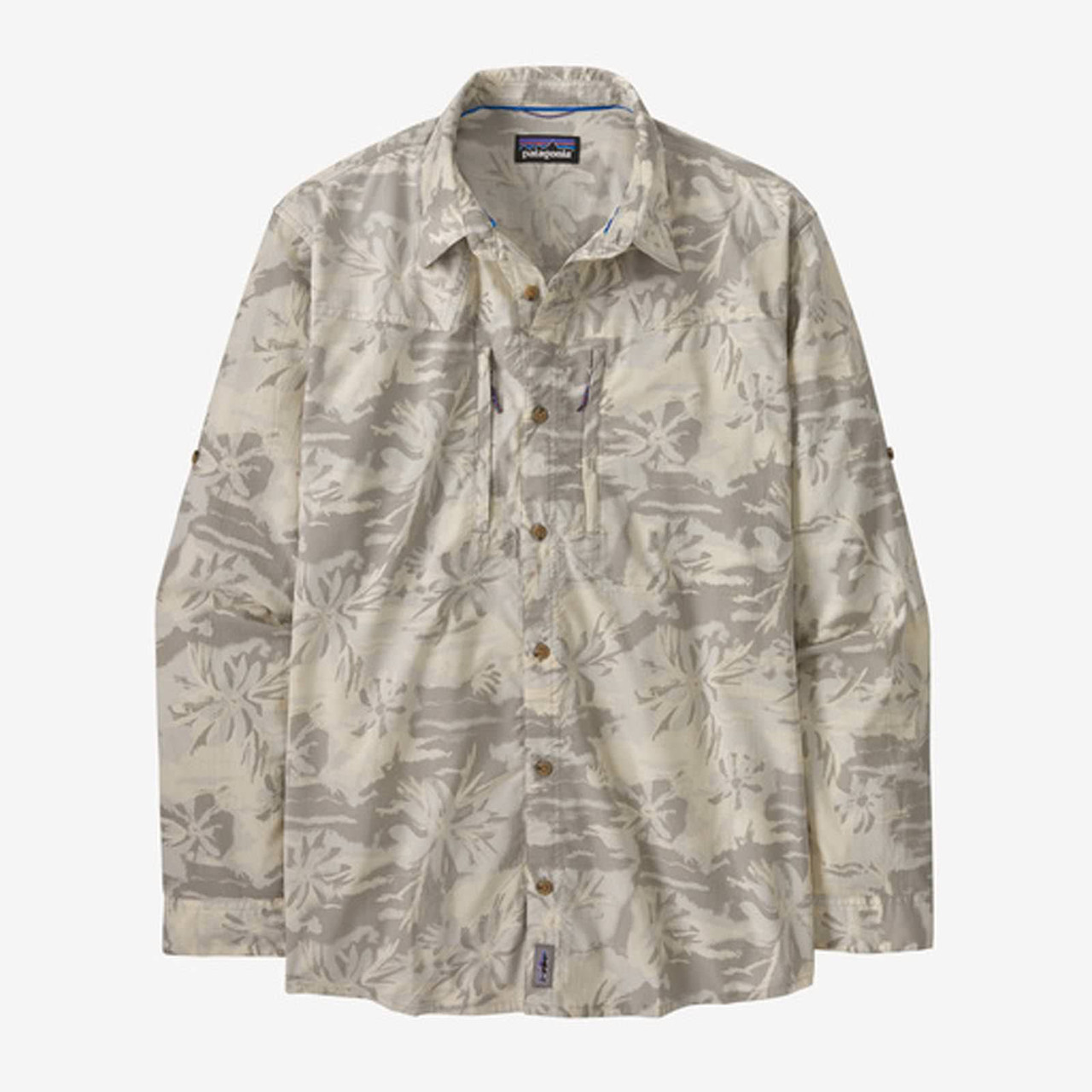 Patagonia Men's Long-Sleeved Sun Stretch Shirt - Cliffs and Waves: Natural
