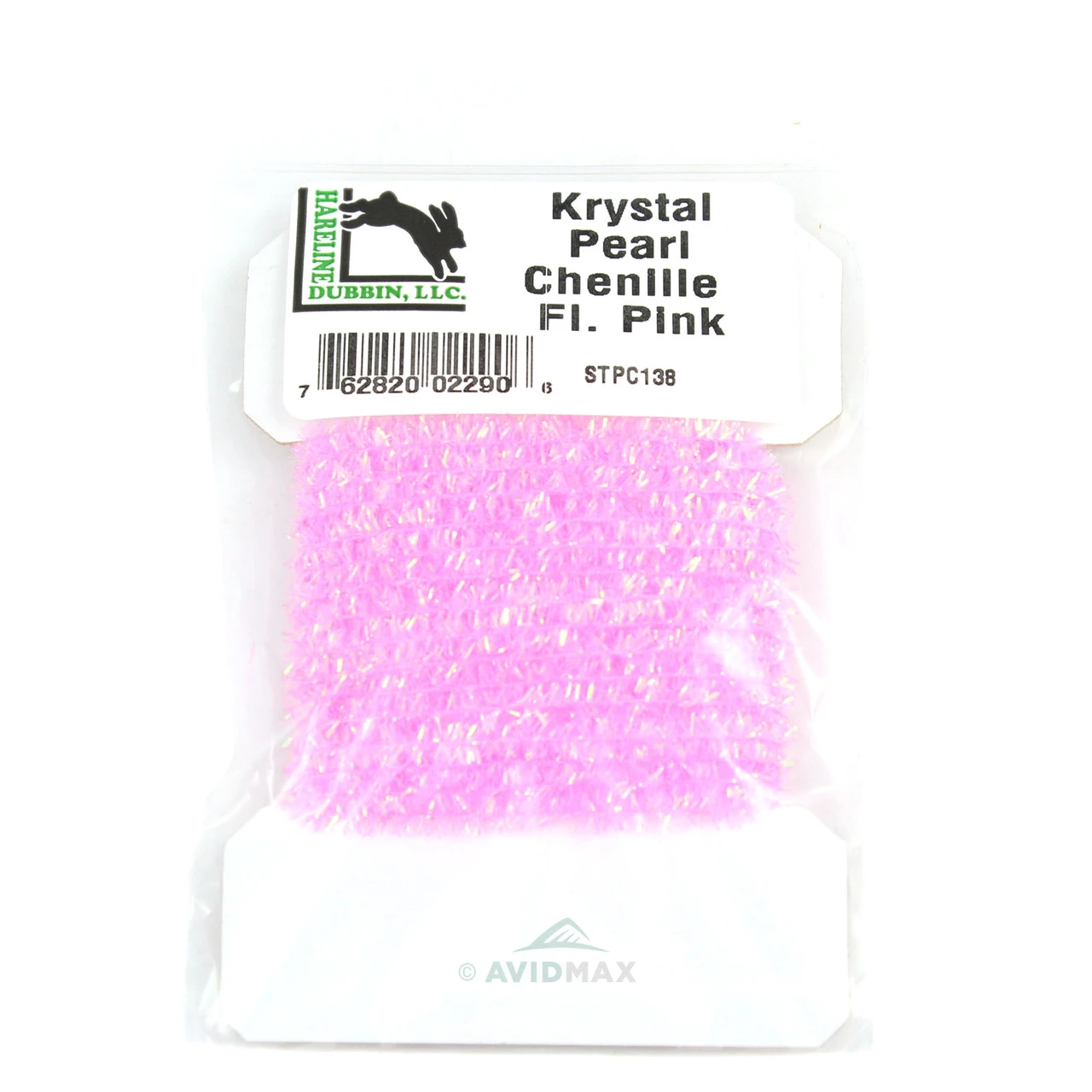 Hareline Solid & Krystal Pearl Tinsel Chenille Fluorescent Pink