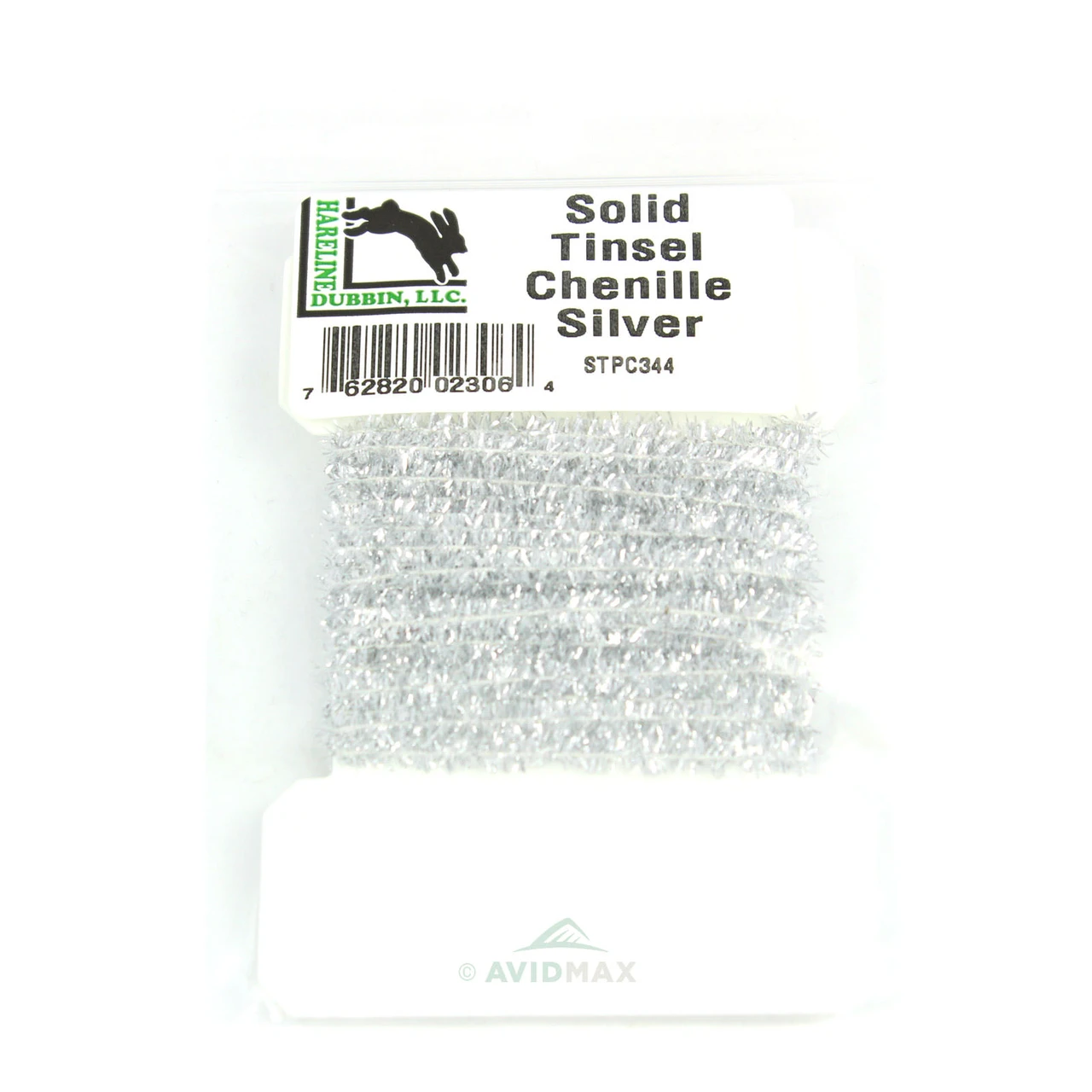 Hareline Solid & Krystal Pearl Tinsel Chenille Silver