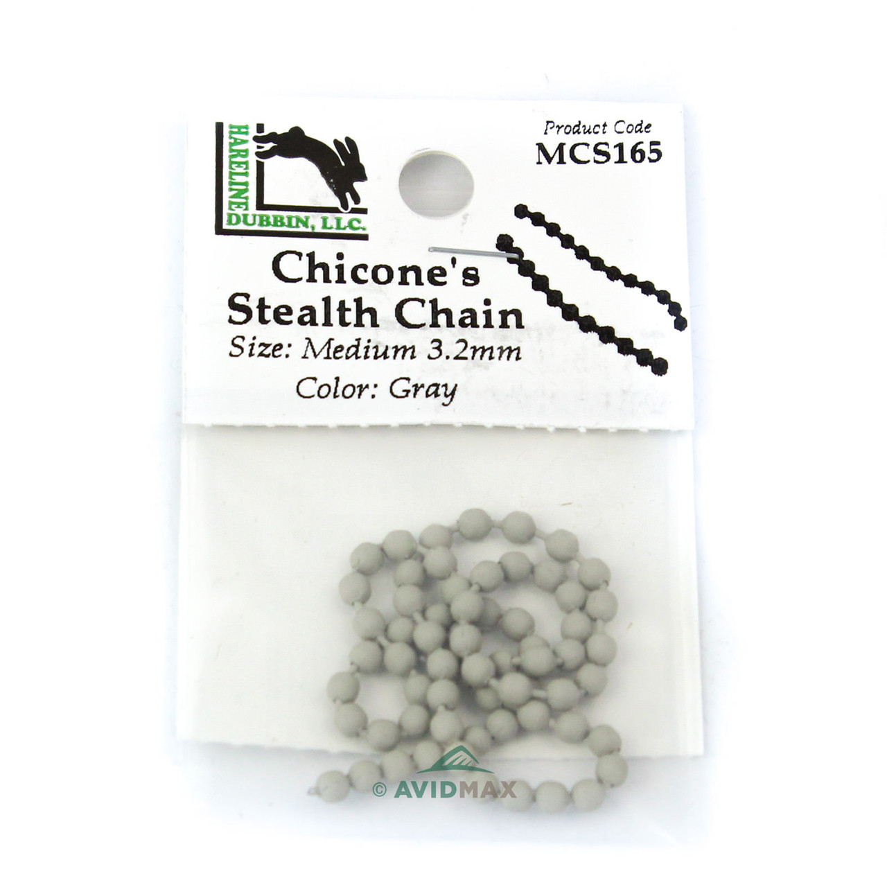 Hareline Chicone's Medium Stealth Chain Beads Gray