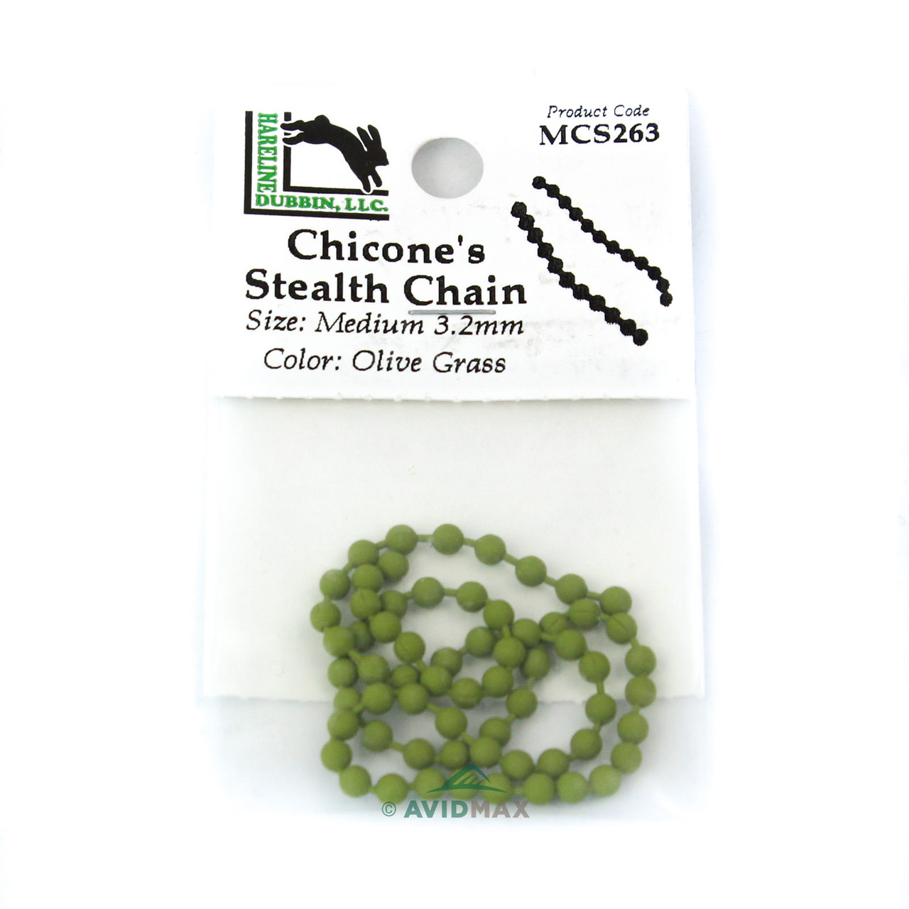 Hareline Chicone's Medium Stealth Chain Beads Olive Grass