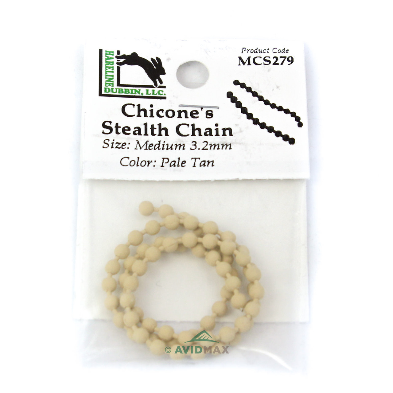 Hareline Chicone's Medium Stealth Chain Beads Pale Tan