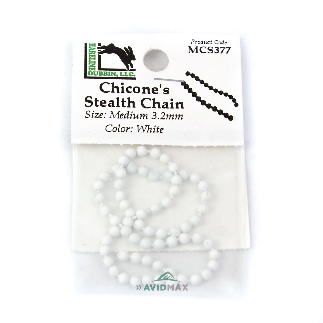 Hareline Chicone's Medium Stealth Chain Beads White