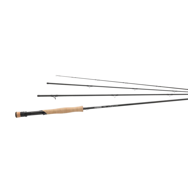 G. Loomis Asquith fly rod, four sections laid out
