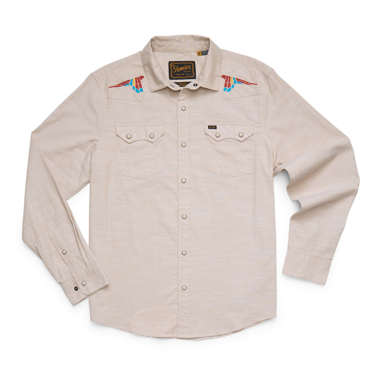 Howler Brothers Crosscut Deluxe Long-Sleeve Shirt Parrot Patrol & Dune Chambray