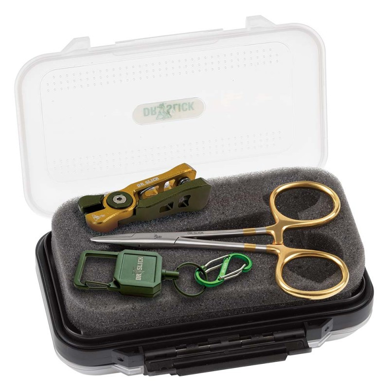 Dr. Slick Spring Creek Clamp Gift Set + Medium Fly Box Gold