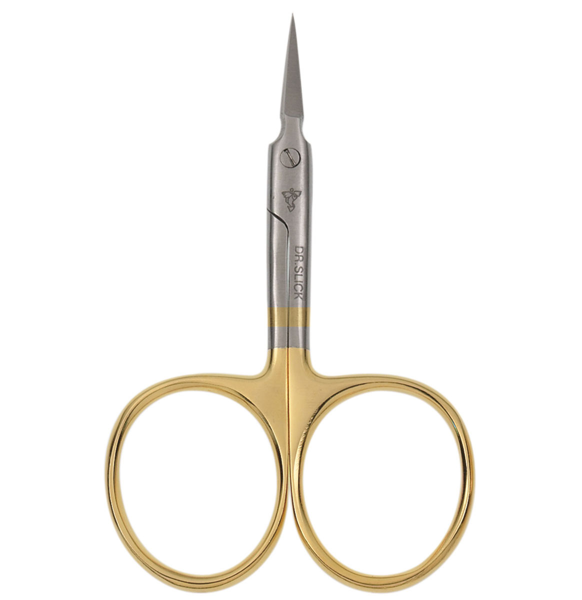 Dr. Slick 3.5 in Arrow Scissors Straight Curved Serrated Blade Gold Loops