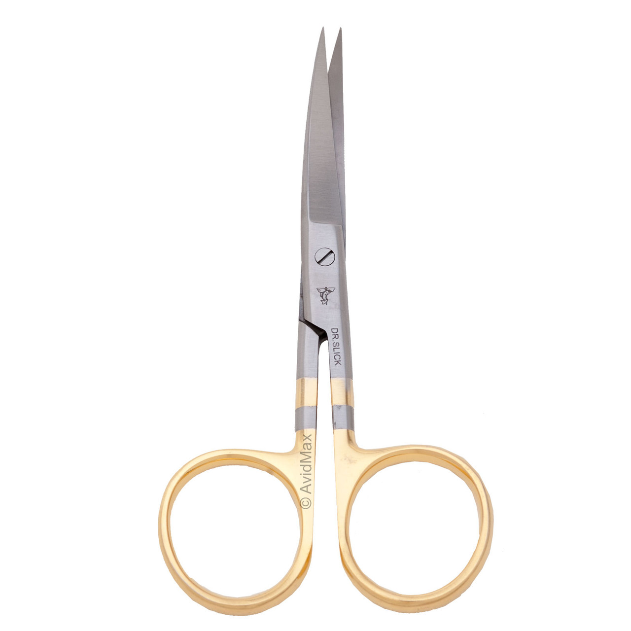 Dr. Slick 4.5 in Hair Scissors Straight Curved Serrated Blade Gold Loops