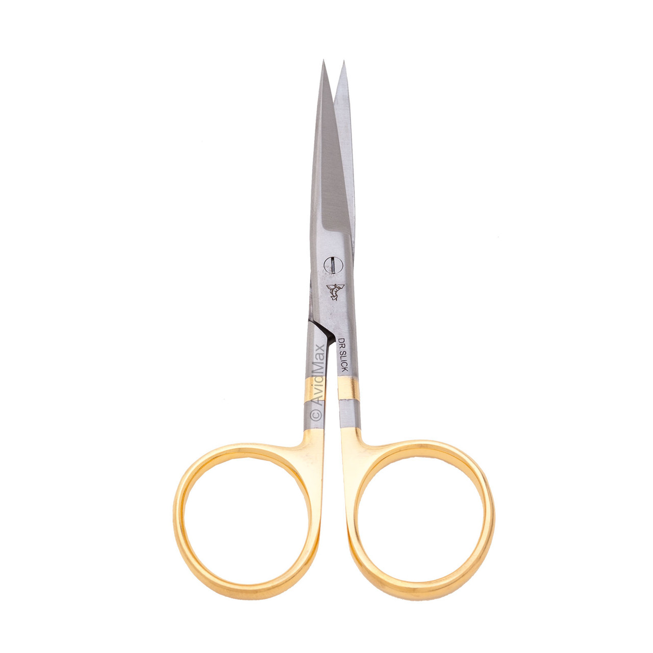 Dr. Slick 4.5 in Hair Scissors Straight Curved Serrated Blade Gold Loops