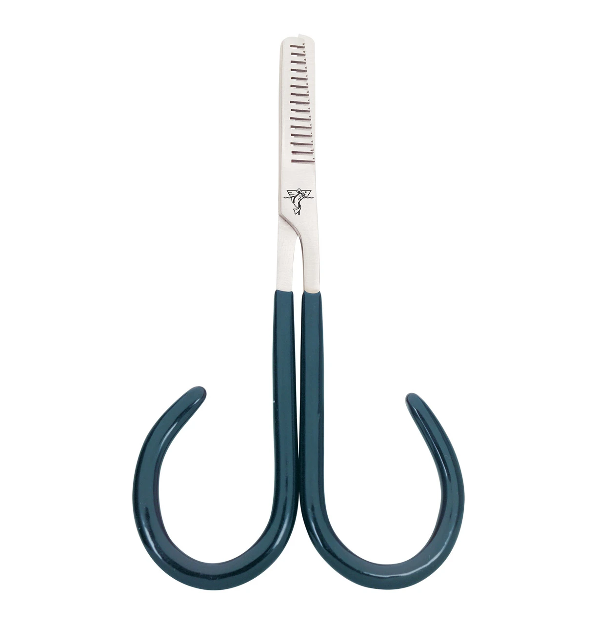 Dr. Slick Open Loop Scissors Straight Serrated Adjustable Green PVC Loops Thinning
