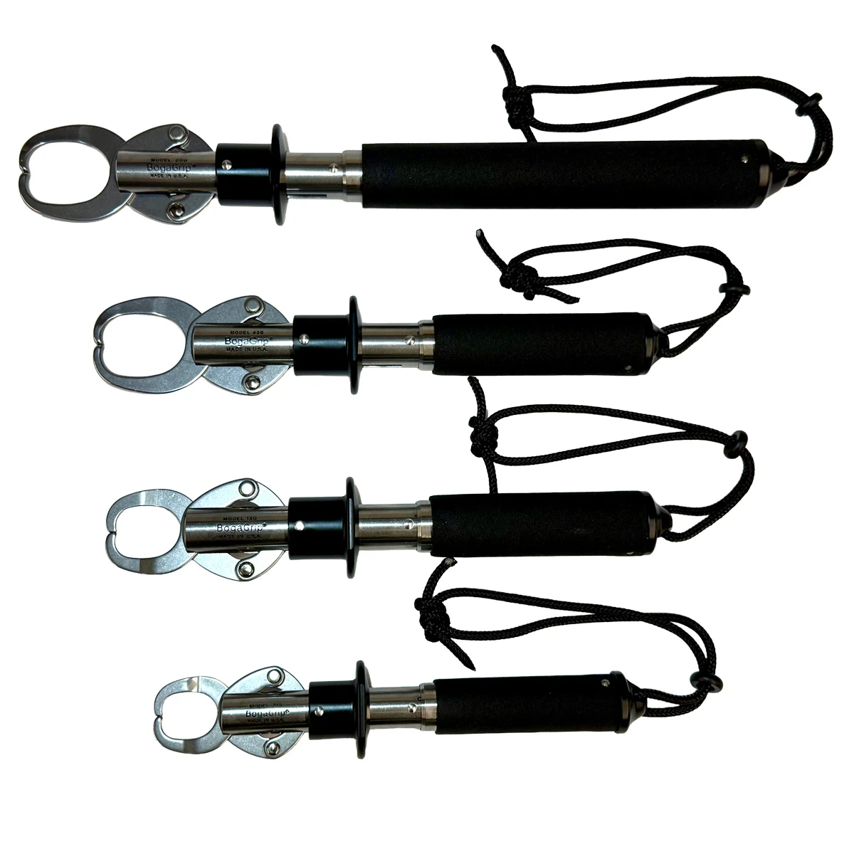 BogaGrip fish grip scales Model 260, 430, 130 and 315 side by side