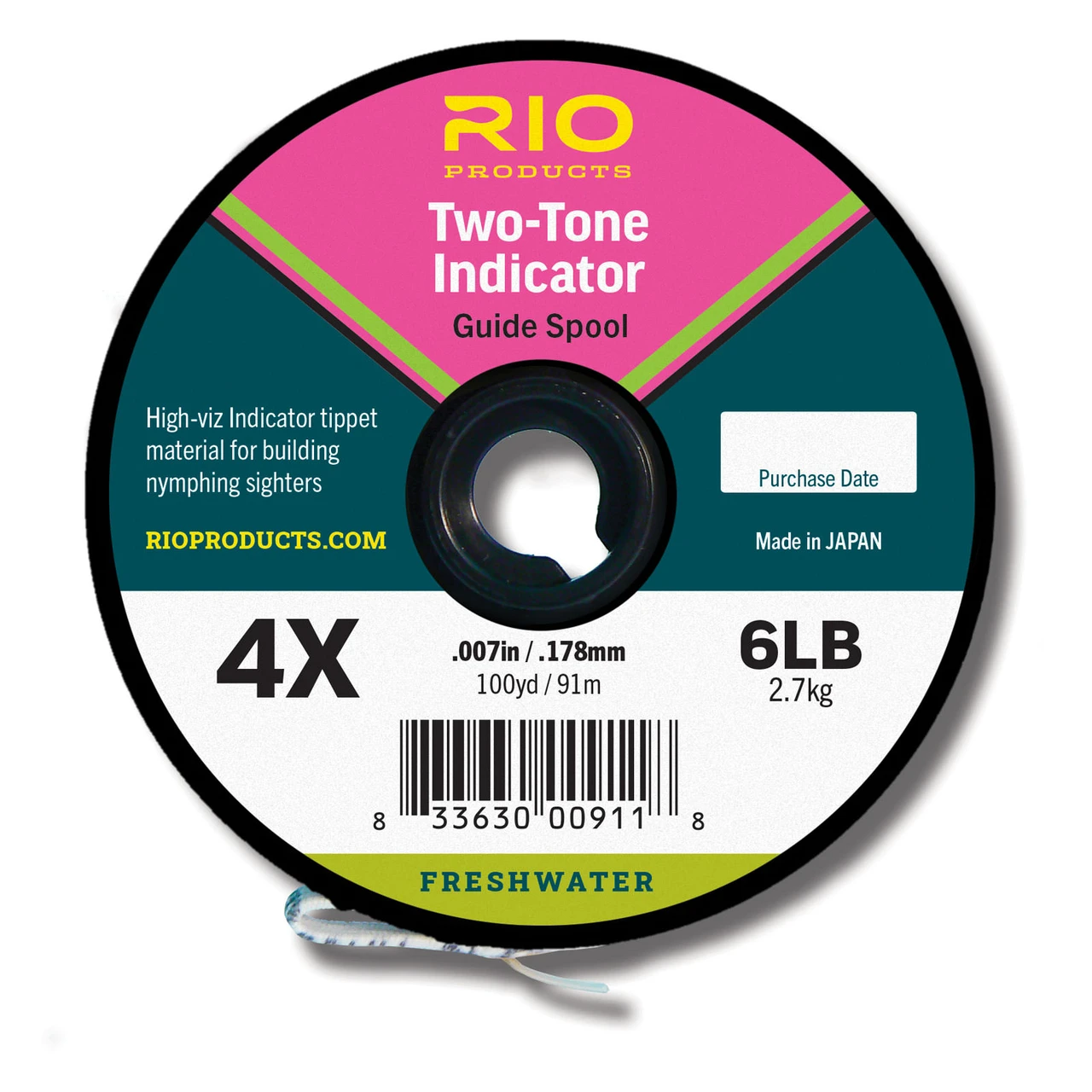 RIO 2-Tone Indicator Tippet (PINK & YELLOW) 100 yds 4x
