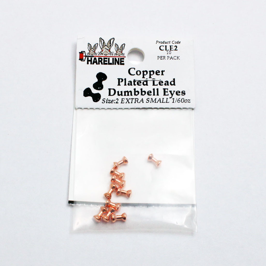 Hareline Lead Dumbbell Eyes XS - 1/8" -3.5 mm) Copper Plated