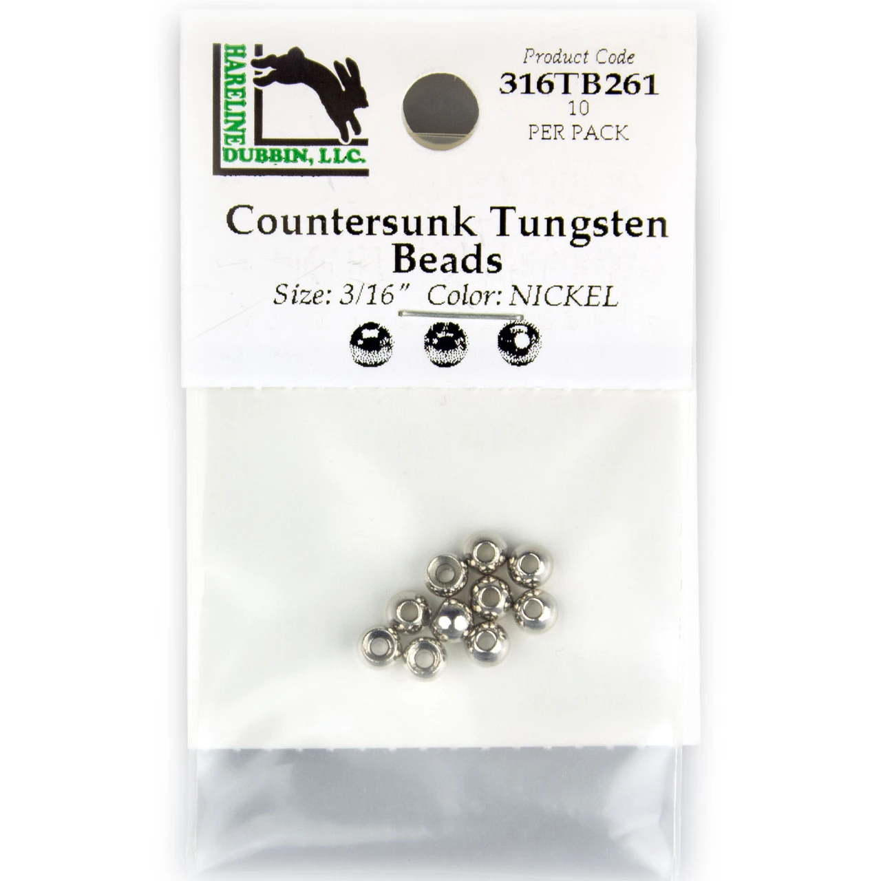 Hareline Tungsten Beads 4.5 mm - 3/16 Nickel