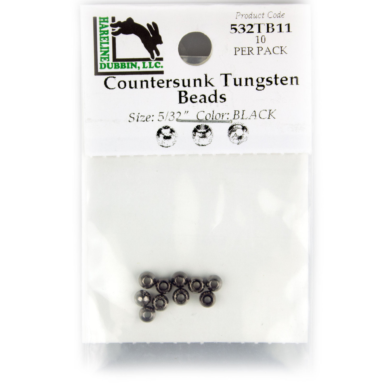 Hareline Tungsten Beads 3.8 mm - 5/32 Black